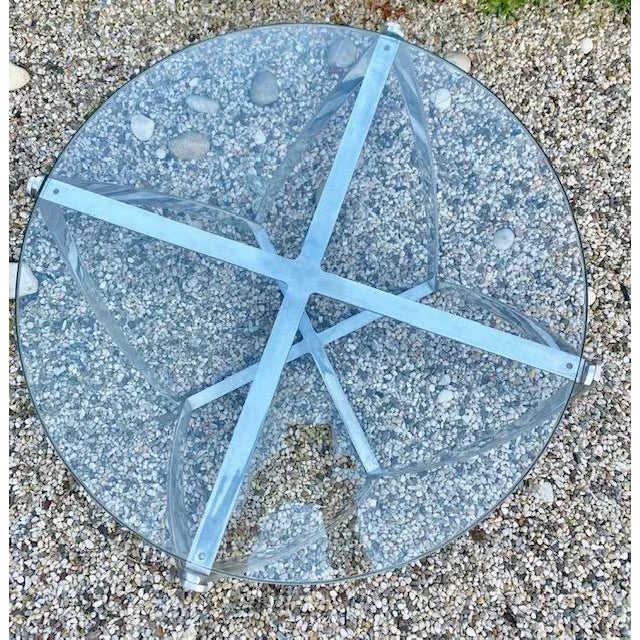 Mid-Century Modern 1960s Vintage John Vesey Sculptural Aluminum and Glass Accent Table For Sale - Image 3 of 7