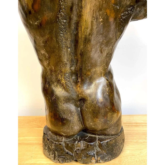 Sculpture Materials Mid 20th Century French Modern Bronzed Plaster Sculpture of a Male Nude Torso For Sale - Image 7 of 13