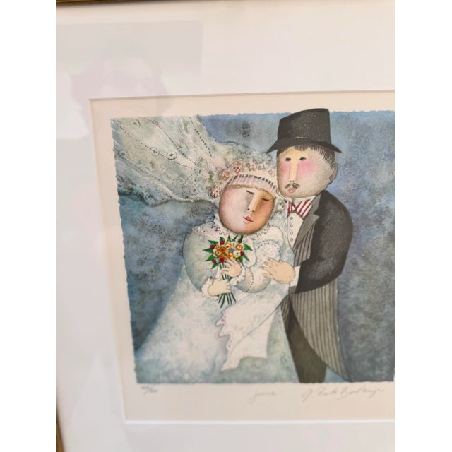 Lovely Wedding, Gilded Wood and Glass Frame For Sale - Image 6 of 7