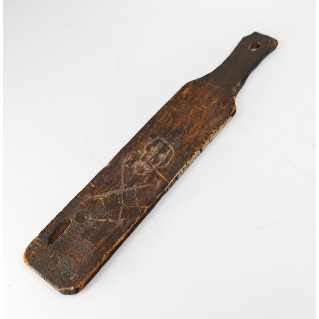 19th Century Primitive Folk Art Skull and Bones Paddle For Sale - Image 11 of 11