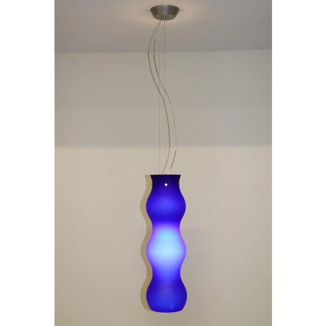 Itre 1990s Modern Murano Pendant Lamp Blue Glass For Sale - Image 4 of 8