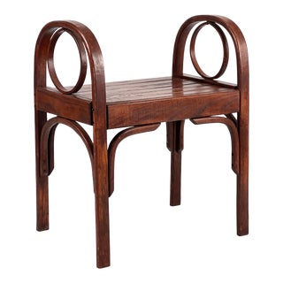 Vintage 1960s Arts & Crafts Slatted Oak Bentwood Bench Seat - Jacob Josef Kohn Thonet Style For Sale