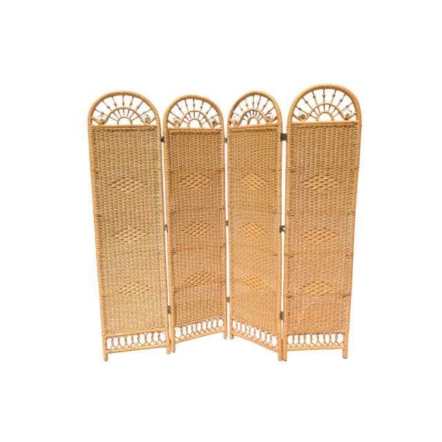 Mid 20th Century Vintage Coastal Nantucket Wicker Screen For Sale - Image 5 of 17