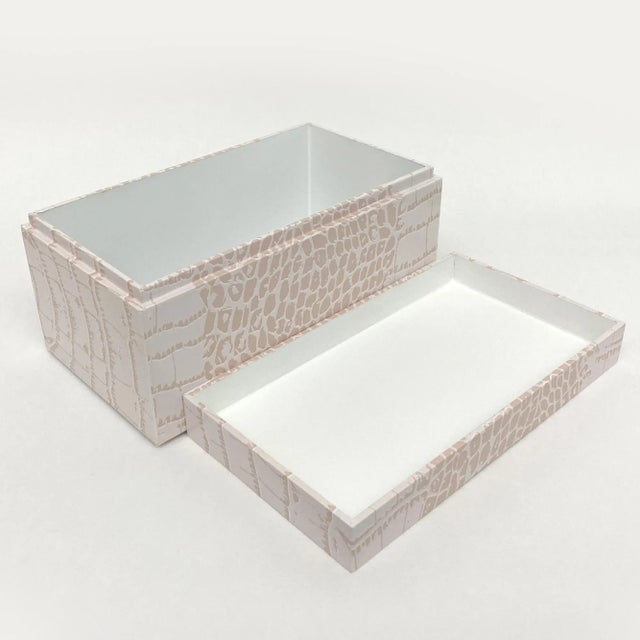 Pink Crocodile Pattern American Made Wood Box For Sale - Image 9 of 10