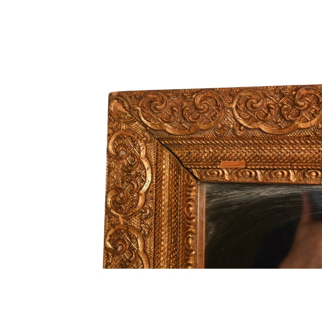 Antique Louis XVI Gilt Wooden Ornate Gesso Wall Mirror For Sale - Image 4 of 6