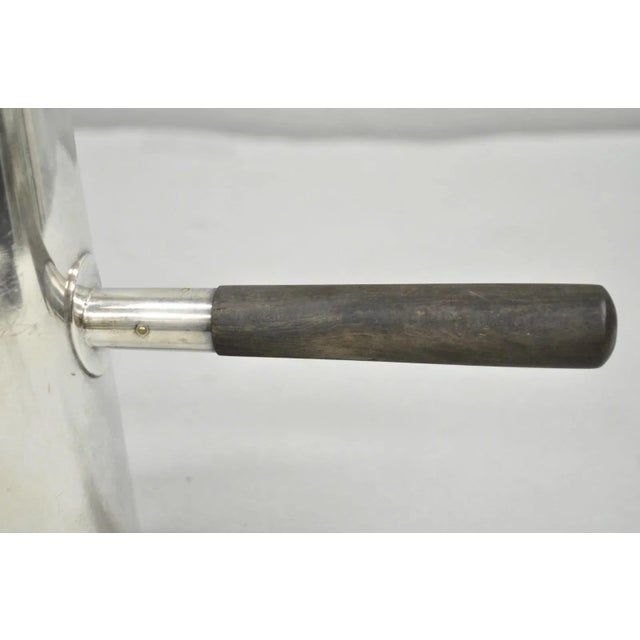 Mid 20th Century Vintage Us Navy Art Deco Silver Plated Coffee Tea Pot Kettle W/ Wooden Handle For Sale - Image 5 of 12