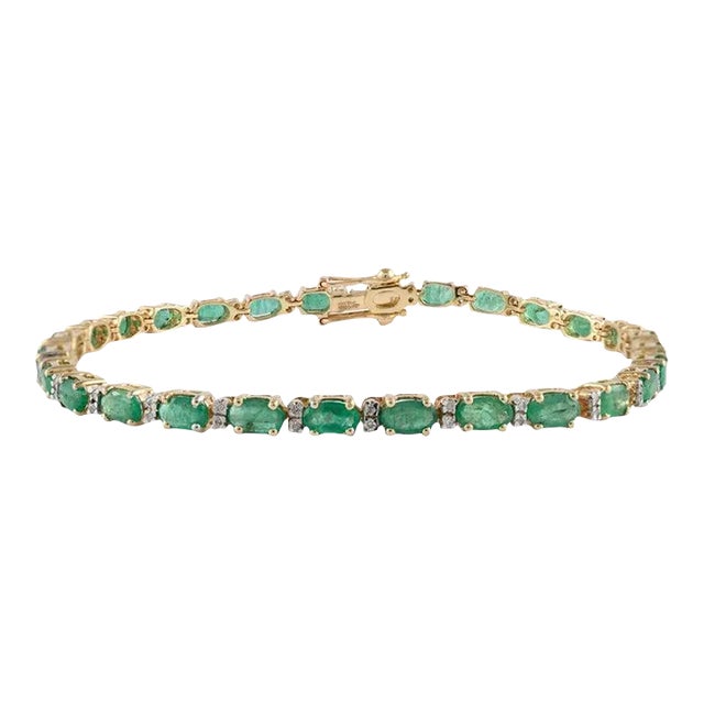 Chic 6 Carats Natural Zambian Emerald 14k Gold Bracelet For Sale