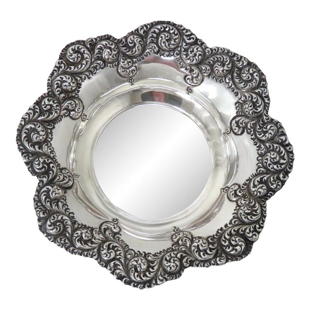 Fancy Hand Made Repousse Antique American Victorian Sterling Silver Wine Coaster For Sale