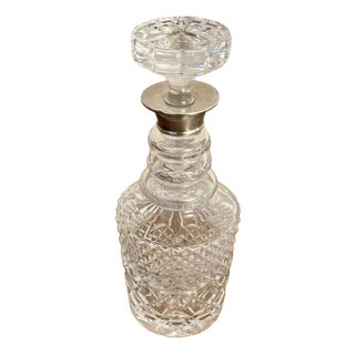 Antique Edwardian Silver Collar Cut Glass Decanter, 1900 For Sale
