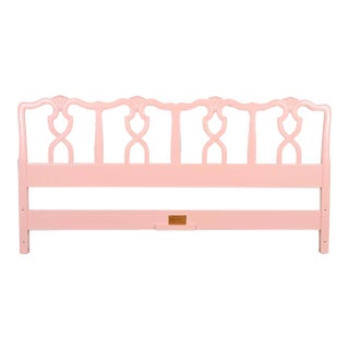 Kindel Furniture French Provincial Louis XV Pink Lacquered King Size Headboard, Newly Refinished For Sale