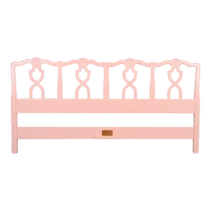 Kindel Furniture French Provincial Louis XV Pink Lacquered King Size Headboard, Newly Refinished