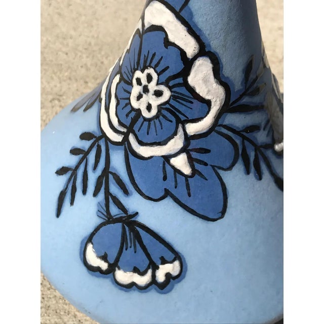 Vintage Hand-Painted Blue Ceramic Decanter With Spire Stopper For Sale In New Orleans - Image 6 of 8