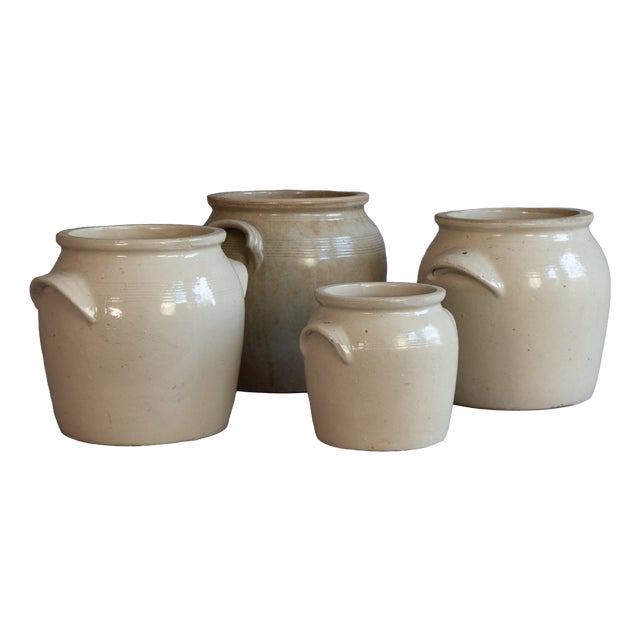 Antique Stoneware Pots, 1900, Set of 4 For Sale