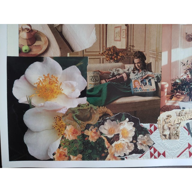 Contemporary What a Girl Wants Contemporary Handmade Vintage Paper Collage Framed Under Glass For Sale - Image 3 of 7