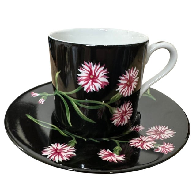 Illustration 1980s Tiffany & Co. 4 Cup & Saucer Set Mrs. Delany’s Flowers by Sybil Connolly - 8 pcs For Sale - Image 3 of 12