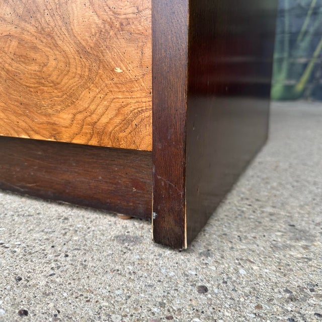 Brown Century Furniture Burlwood and Brass Petit Chest of Drawers For Sale - Image 8 of 12