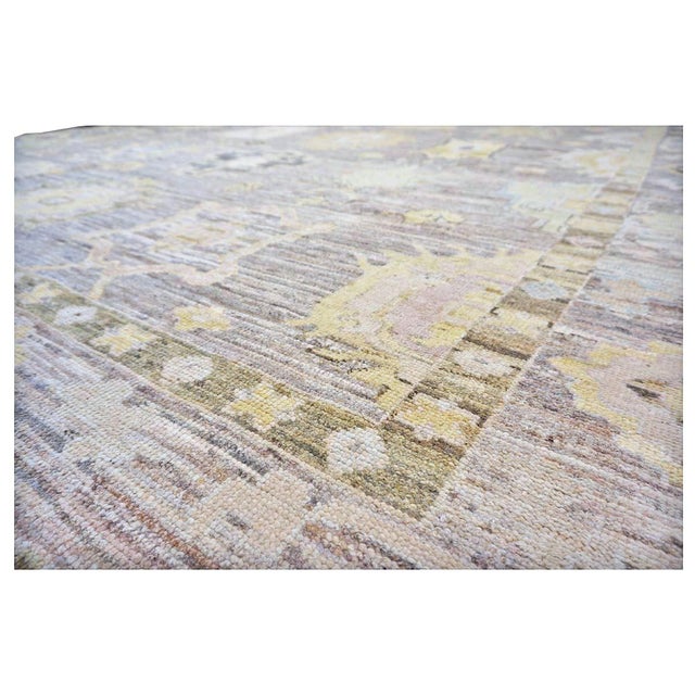 21st Century Turkish Oushak Wool 11x16 Charcoal, Yellow & Ivory Handmade Area Rug #1144099 For Sale - Image 9 of 12