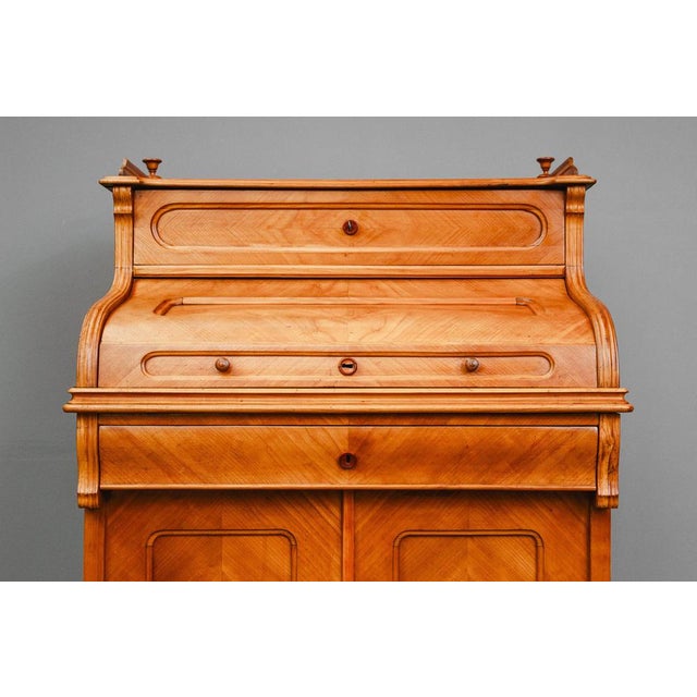 Louis Philippe Cylinder Secretary in Cherrywood, Mid-19th Century For Sale - Image 15 of 18