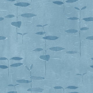 Sample - Lilies Wallpaper by Paule Marrot in Blue For Sale