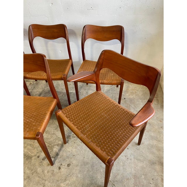 Danish Mid Century Teak Niels Moller Model 55 and Model 71 Dining Chairs For Sale In Miami - Image 6 of 8