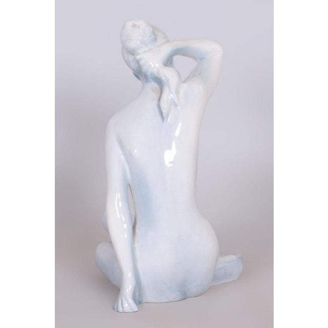 Mid-Century Czech Ceramic Sculpture of Woman by B. Kokrda, 1950s For Sale - Image 4 of 9
