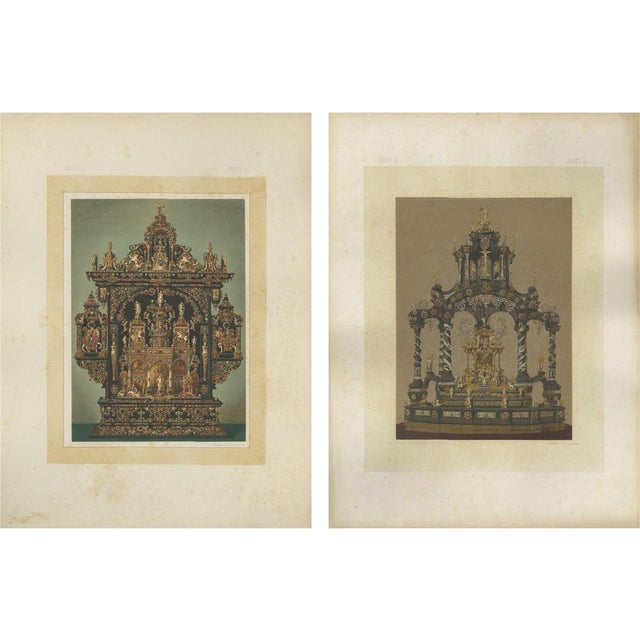 Bavarian Royal Chapel Altar Shrines, 1874, Chromolithographs on Paper, Set of 2 For Sale - Image 13 of 13
