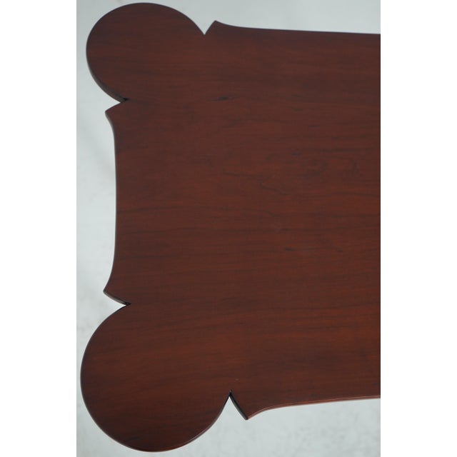 Wood Harvard Bench Made Cherry Scallop Top Tea Table For Sale - Image 7 of 14