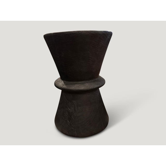 Andrianna Shamaris Minimalist Charred Suar Wood Side Table For Sale - Image 4 of 5