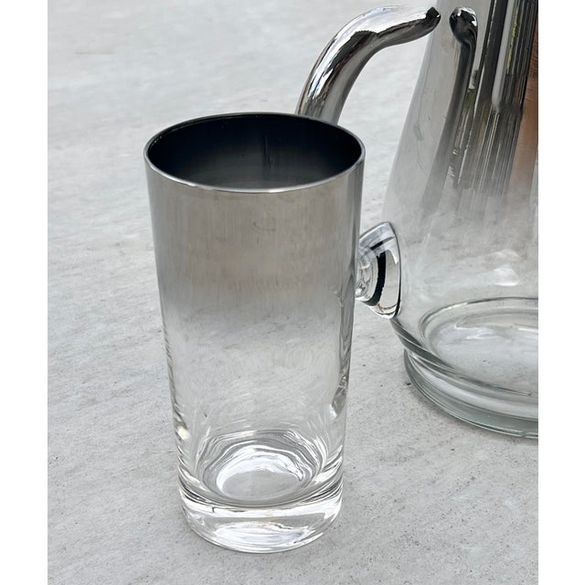 Dorothy Thorpe 1960s Mid-Century Modern Dorothy Thorpe Silver Fade Pitcher & Highball Glasses - Set of 9 For Sale - Image 4 of 7
