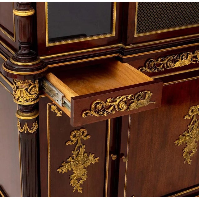 Exquisite French 19th C Louis XVI Style Ormolu Mahogany Bibliotheque Cabinet For Sale In New York - Image 6 of 9