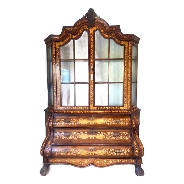 Dutch Marquetry Display Cabinet / Vitrine For Sale