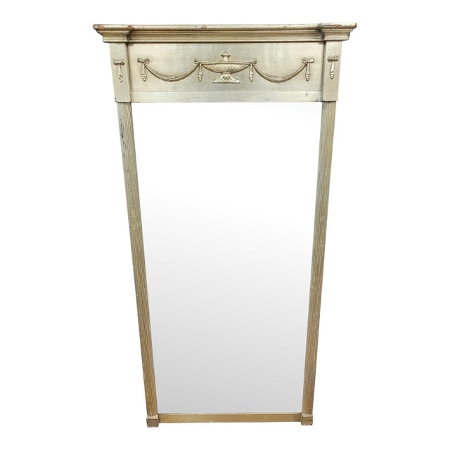Vintage 1940s Silvered French Tall Mirror For Sale