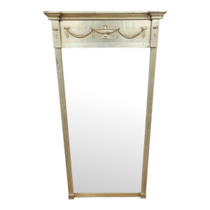 Vintage 1940s Silvered French Tall Mirror