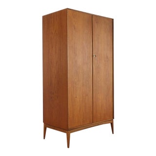 1960s Mid Century Modern Vintage Teak Gentlemens Armoire Wardrobe by Mcintosh For Sale