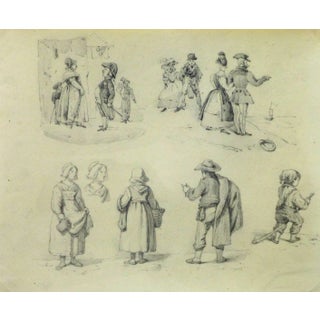 French "Everyday Life" Drawing For Sale