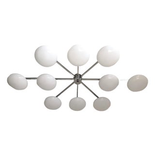 21st Century Dieci Polished Chrome Glossy White Murano Flush Mount by Fabio LTD For Sale