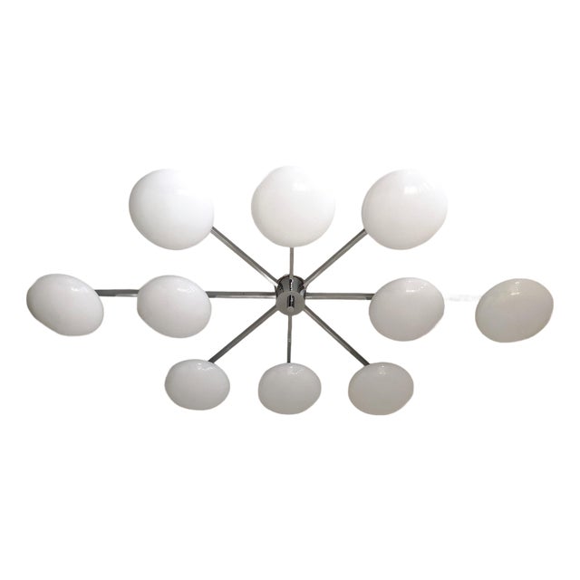 21st Century Dieci Polished Chrome Glossy White Murano Flush Mount by Fabio LTD For Sale
