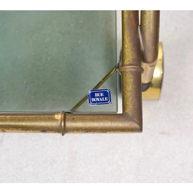 Faux Bamboo Brass & Smoked Glass Serving Cart from Rue Royale, France, 1960s For Sale - Image 17 of 18