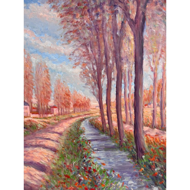 1990s Original Roger Etienne Rocquencourt France Landscape Oil Painting For Sale - Image 5 of 7