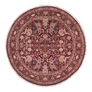 Art Nouveau 1990's Pak-Persian Red/Pink Wool Round Rug- 8'1'' X 8'3'' For Sale