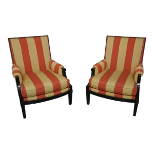 Pair Edward Ferrell Regency Upholstered Parlor Chairs