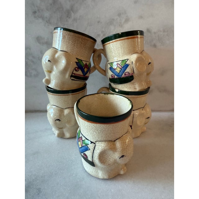 Vintage Japanese Ceramic Elephant Mugs - Set of 5 For Sale - Image 4 of 12