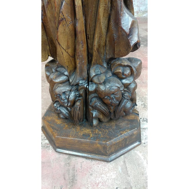 17th Century Antique French Carved Oak Santo Figure For Sale - Image 10 of 12