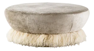 Pearl Velvet and Cream Ostrich Feather Footstool by Egg Designs