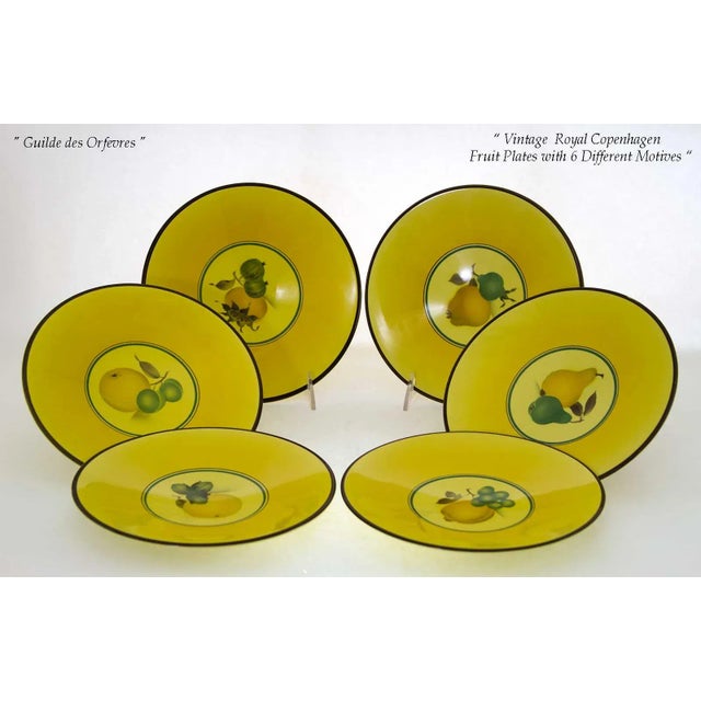 Royal Copenhagen 1950’s Vintage Royal Copenhagen Fruit Yellow Orange Decoration Plates- Set of 7 For Sale - Image 4 of 12