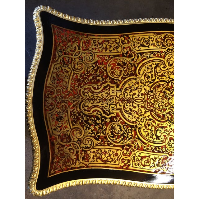 Original French Boulle 18/19th century desk newly restored by T Horvath with fire gilded trim and tortoise brass inlay....