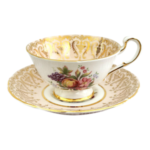 Paragon Pale Peach Fruit Orchard Teacup and Saucer, Vintage Victorian Teacup