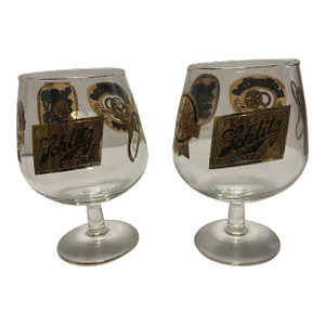 Mid Century Beer Sniffer 22kt Gold a Pair