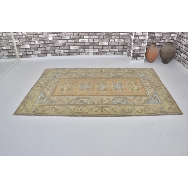 Handmade wool carpet in Turkish Anatolia , Vintage Oushak Rug,Turkish Vintage Anatolian Rug, Handmade wool Rug . One Of...
