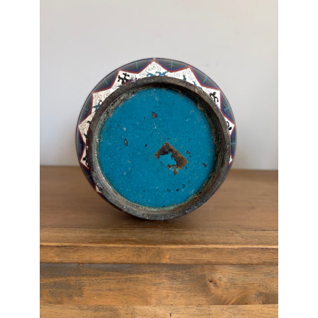 Late 20th Century Antique Chinese Cloisonné Enamel Trumpet-Form Vase, Early 20th Century For Sale - Image 5 of 5
